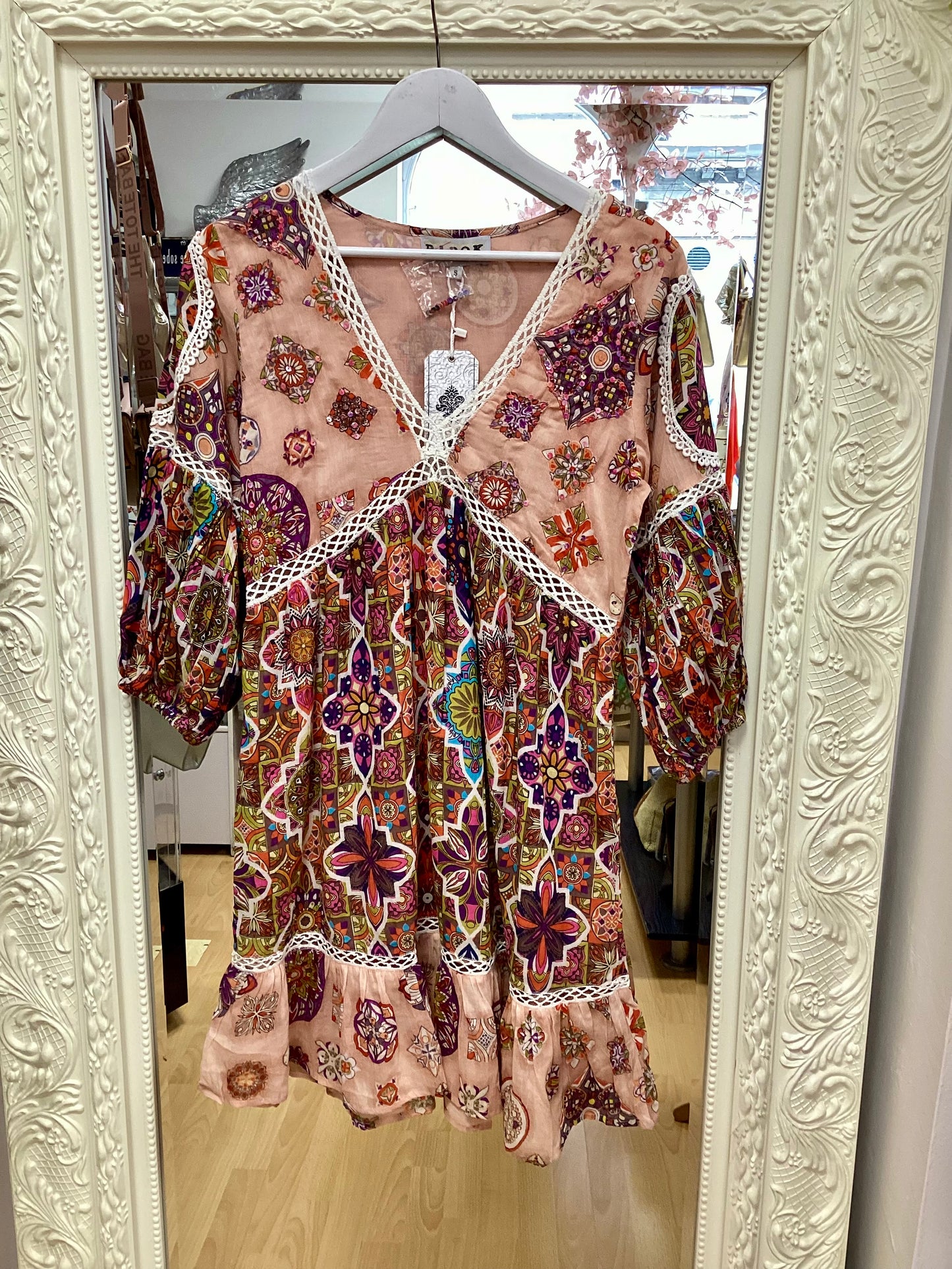 NJ Couture BAROK Mini Dress with Lace Trim Dress NJCB7