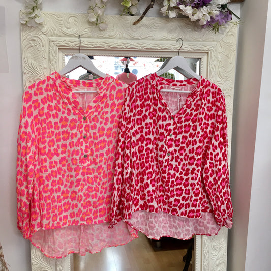 Autumn neon leopard top