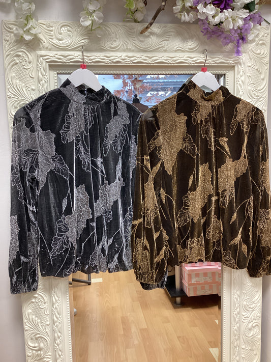 Jodie gold & silver embossed blouse