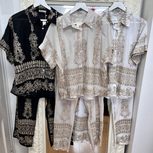 Morgan Shirt / Trouser Embroidered Set