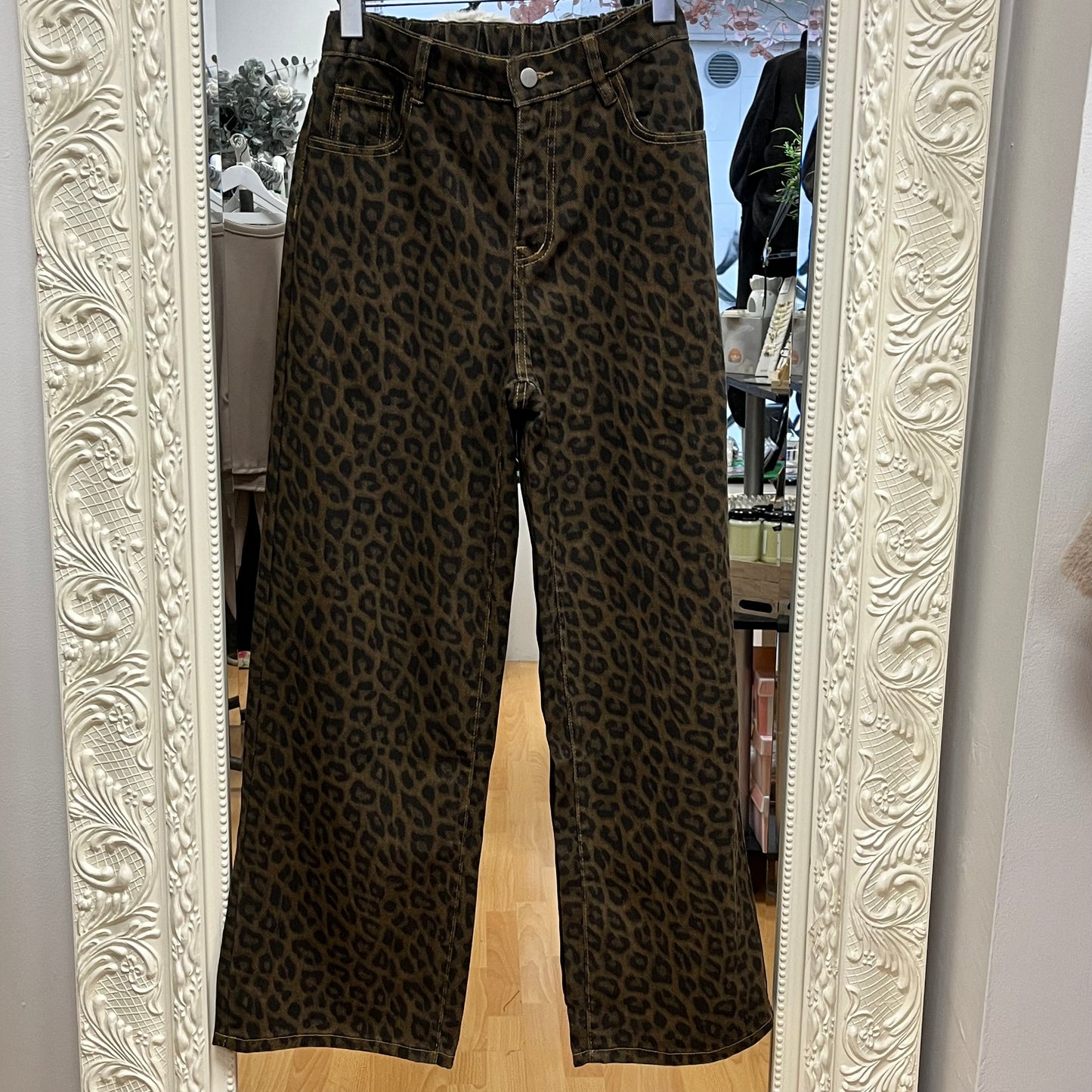Nyla - Leopard Print Wide Leg Jeans