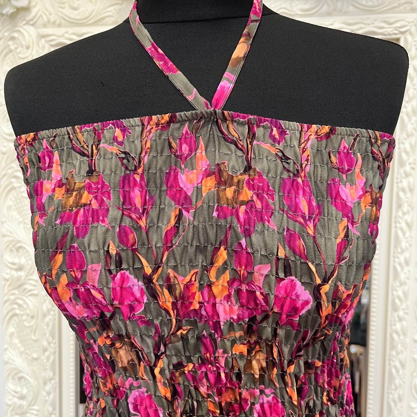 Sarah - Floral Shirred Maxi Dress