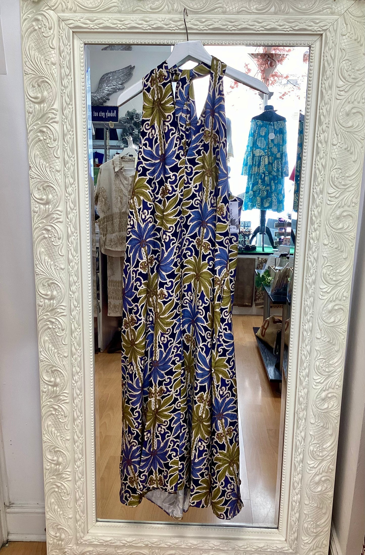 Tropical Palm Tree Halter Maxi Dress