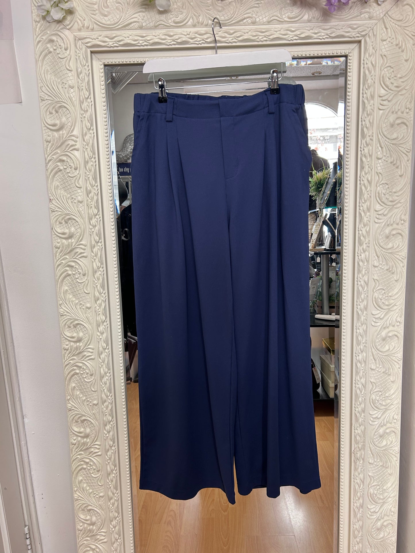 Halara Navy High Waisted Wide Leg Tailored Trousers H8