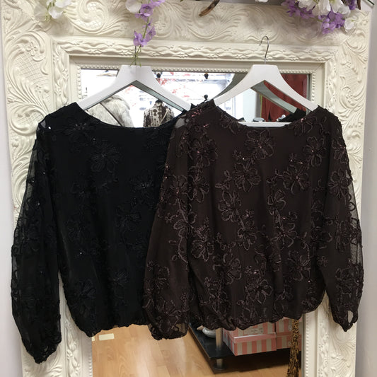Rianna floral embossed blouse