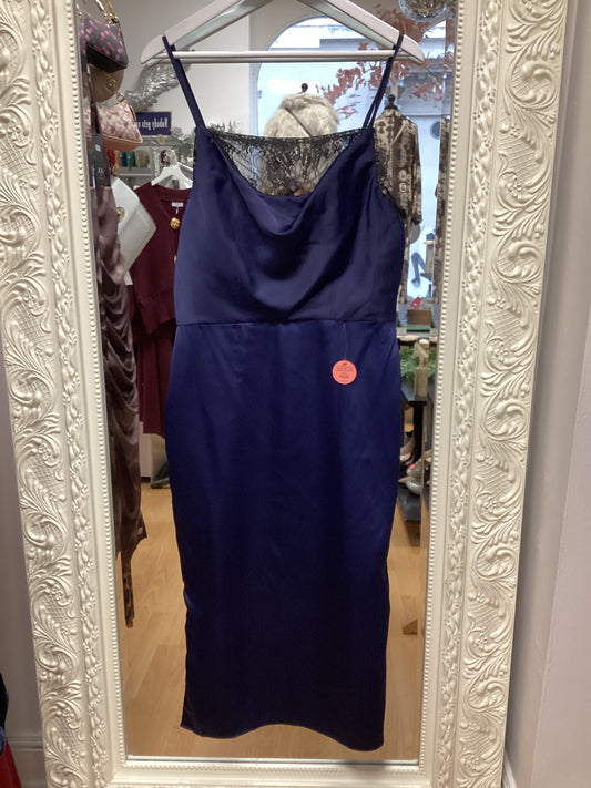 Chi Chi London Torie Navy Satin Look Lace Detail Maxi Dress – UK 12 Chi Chi 12 1